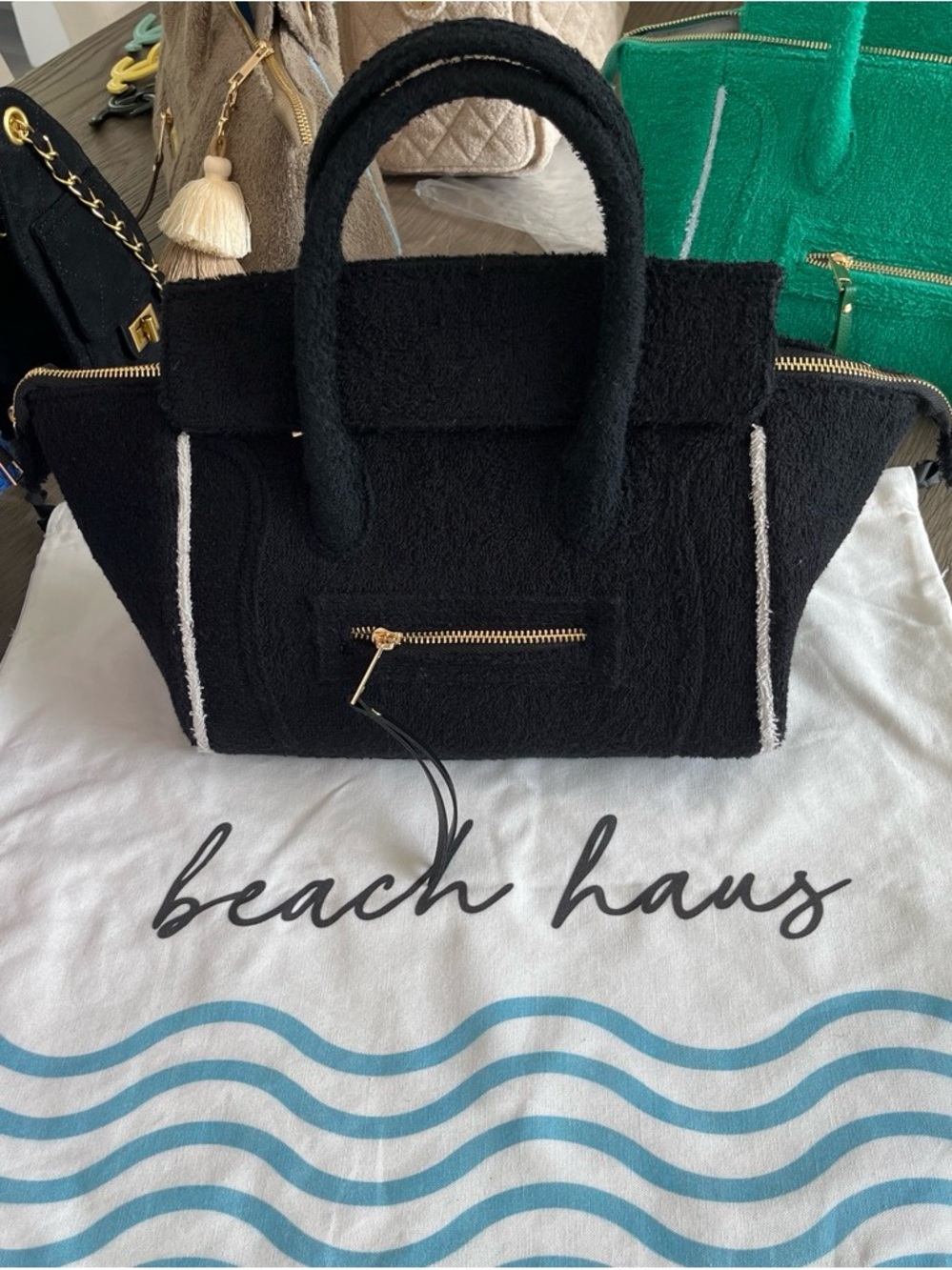 New Celine terry cloth Structured Tote Bag with Gold Hardware
